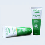 Two tubes of BluWon Aloe Vera Gel on a light gray background