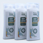 Three bottles of Bluwon Body Lotion on a white background