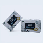 Two boxes of bluwon 'Beauty Soap' with branding on a light gray background