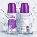 Two bottles of BluWon Hybrid Alum Water with purple caps on a water droplet background.