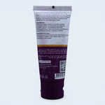 Purple tube with text and a QR code on a white background